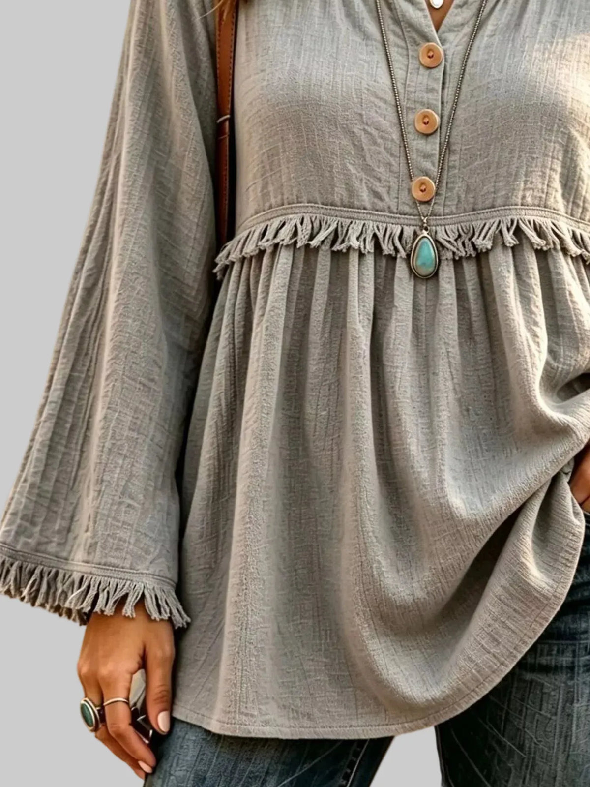 BUTTON-DOWN FRINGE BLOUSE The Nichole Collection - Official Site