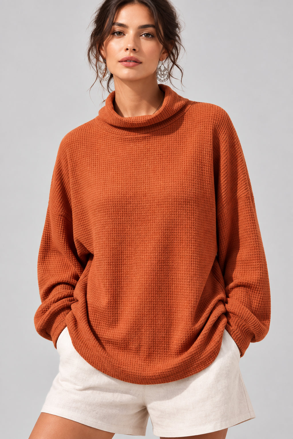 THE WAFFLE MOCK NECK SWEATER The Nichole Collection - Official Site
