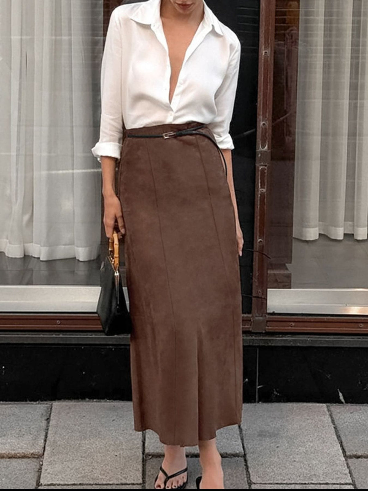 SUEDE-LOOK MIDI SKIRT The Nichole Collection - Official Site
