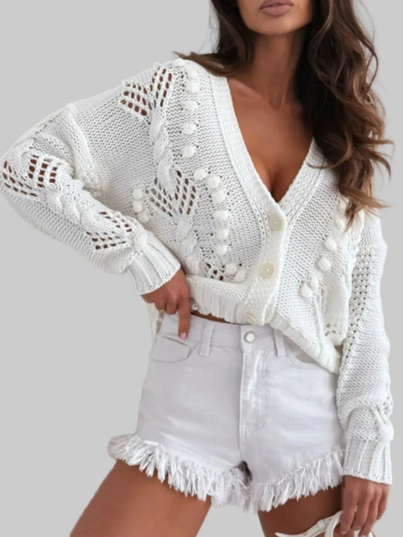 Button Up V-Neck Cardigan | The Nichole Collection