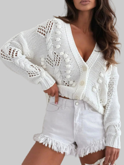 Button Up V-Neck Cardigan | The Nichole Collection