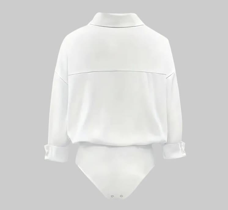 #25 - V-Neck Long Sleeve Bodysuit Top (XL) - Last Call White / XL Shirts & Tops The Nichole Collection - Official Site