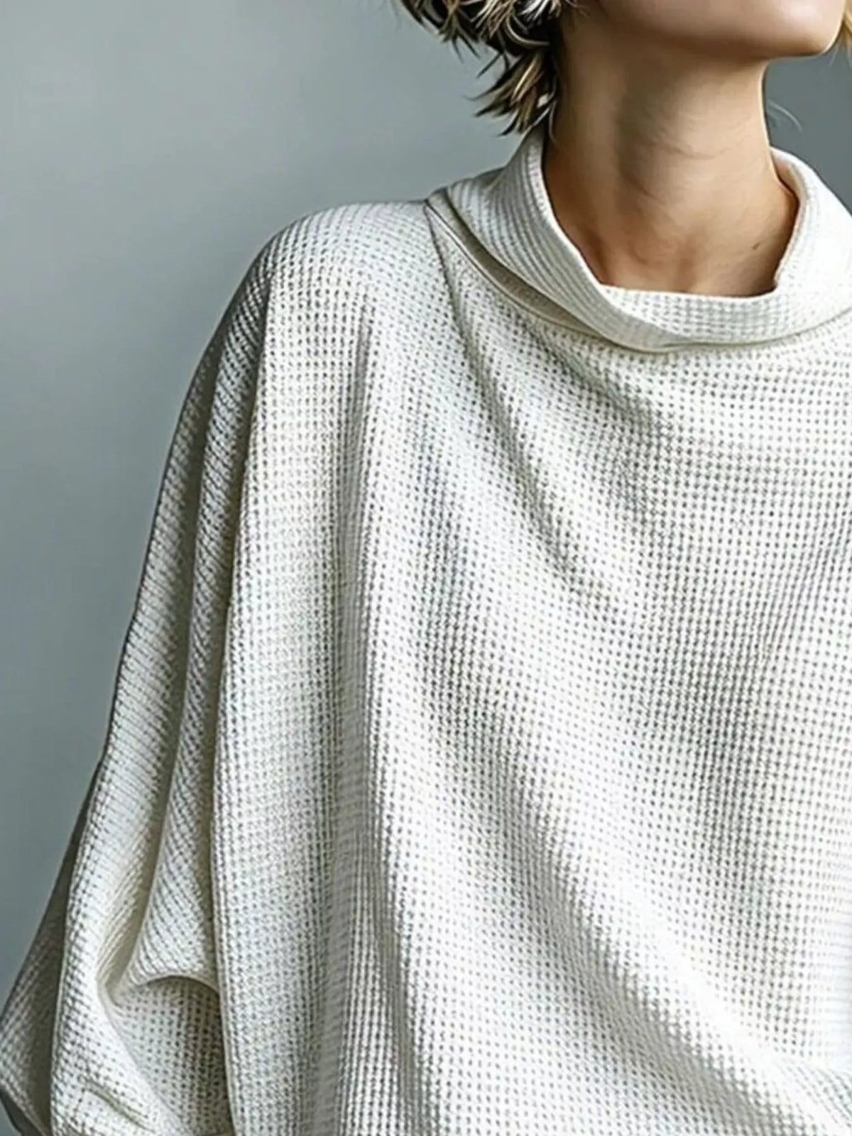Oversized Waffle-Knit Mock-Neck Top The Nichole Collection - Official Site