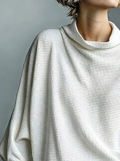 Oversized Waffle-Knit Mock-Neck Top The Nichole Collection - Official Site