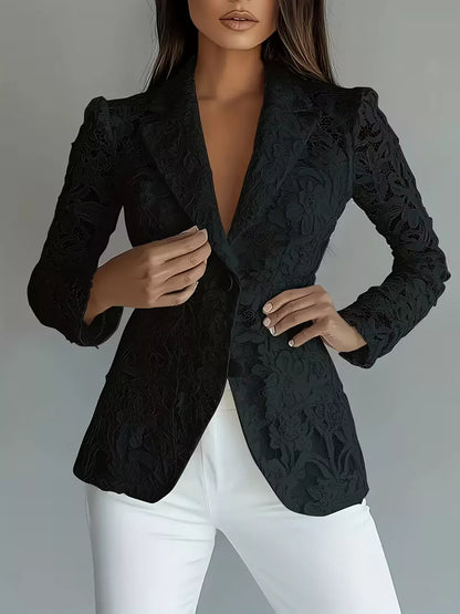 Lace Button-Up Fitted Blazer The Nichole Collection - Official Site