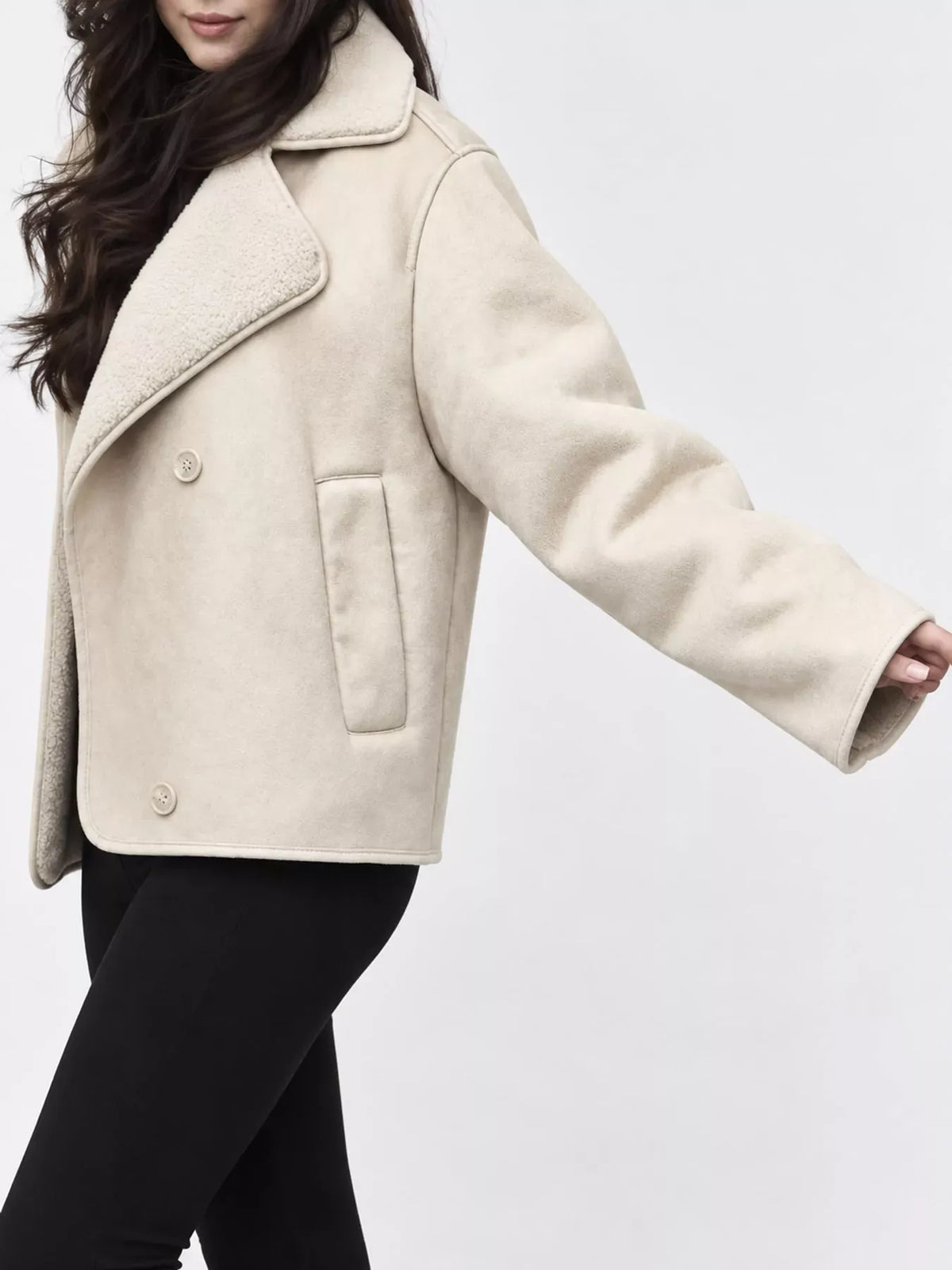 Sherpa-Collar Dropped-Shoulder Jacket The Nichole Collection