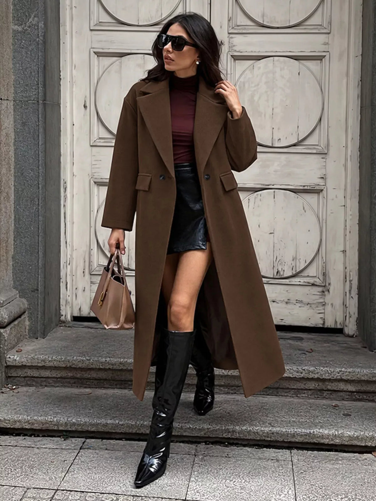 Double-Breasted Longline Coat The Nichole Collection