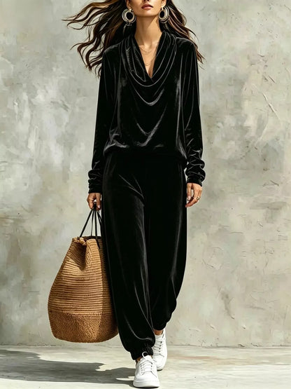 Velvet Cowl-Neck Top & Jogger Pants Set The Nichole Collection - Official Site