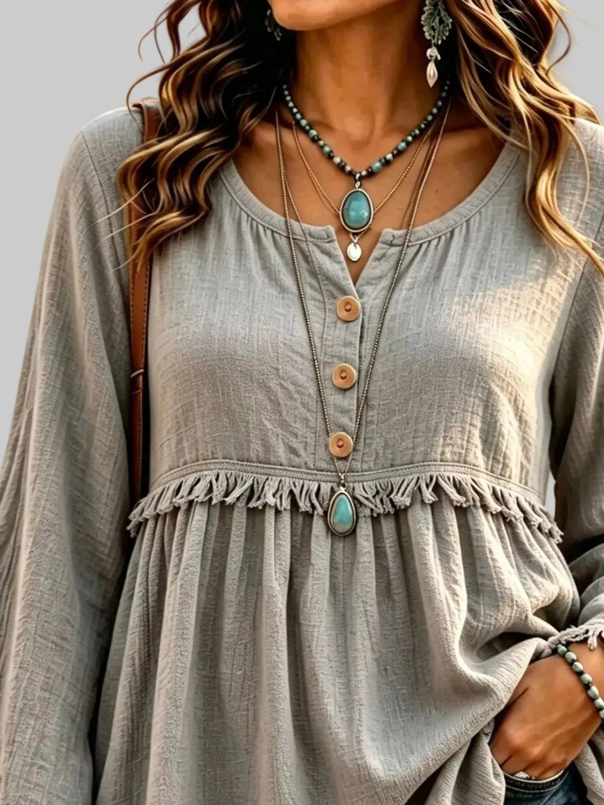BUTTON-DOWN FRINGE BLOUSE The Nichole Collection - Official Site