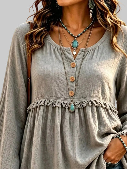 BUTTON-DOWN FRINGE BLOUSE The Nichole Collection - Official Site
