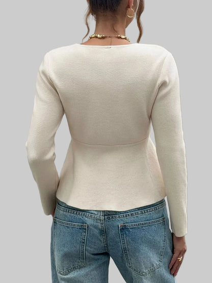 PEPLUM BUTTON-UP CARDIGAN The Nichole Collection - Official Site