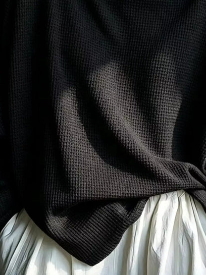 Oversized Waffle-Knit Mock-Neck Top The Nichole Collection - Official Site