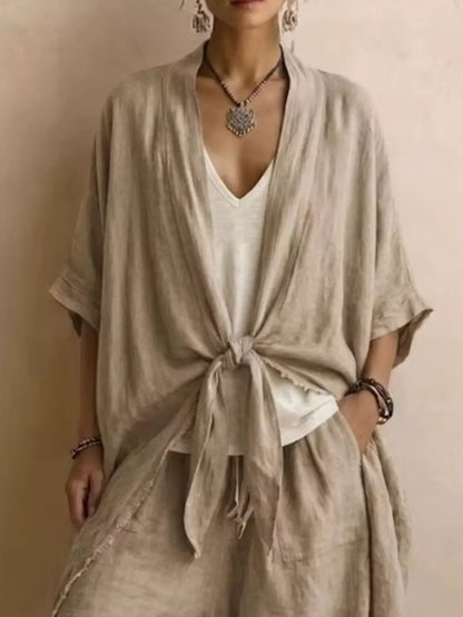 Tie-Front Cardigan & Wide-Leg Pants Set The Nichole Collection - Official Site