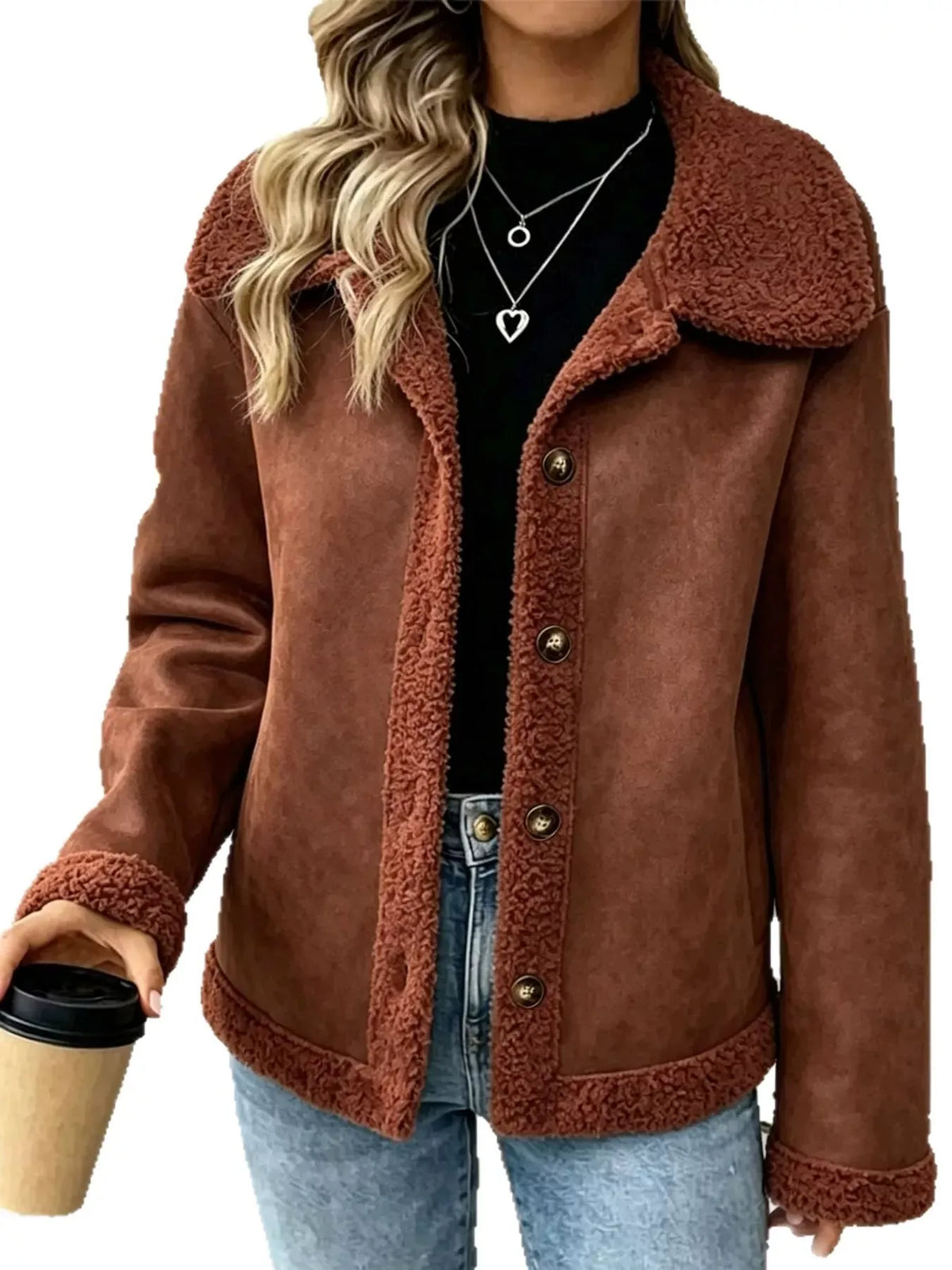 Cashmere-Blend Suede Sherpa Jacket The Nichole Collection