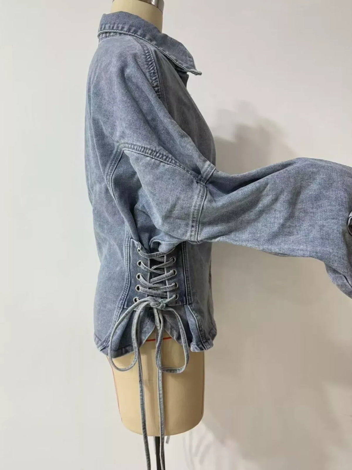 Lace-Up Side Button-Front Denim Jacket The Nichole Collection - Official Site