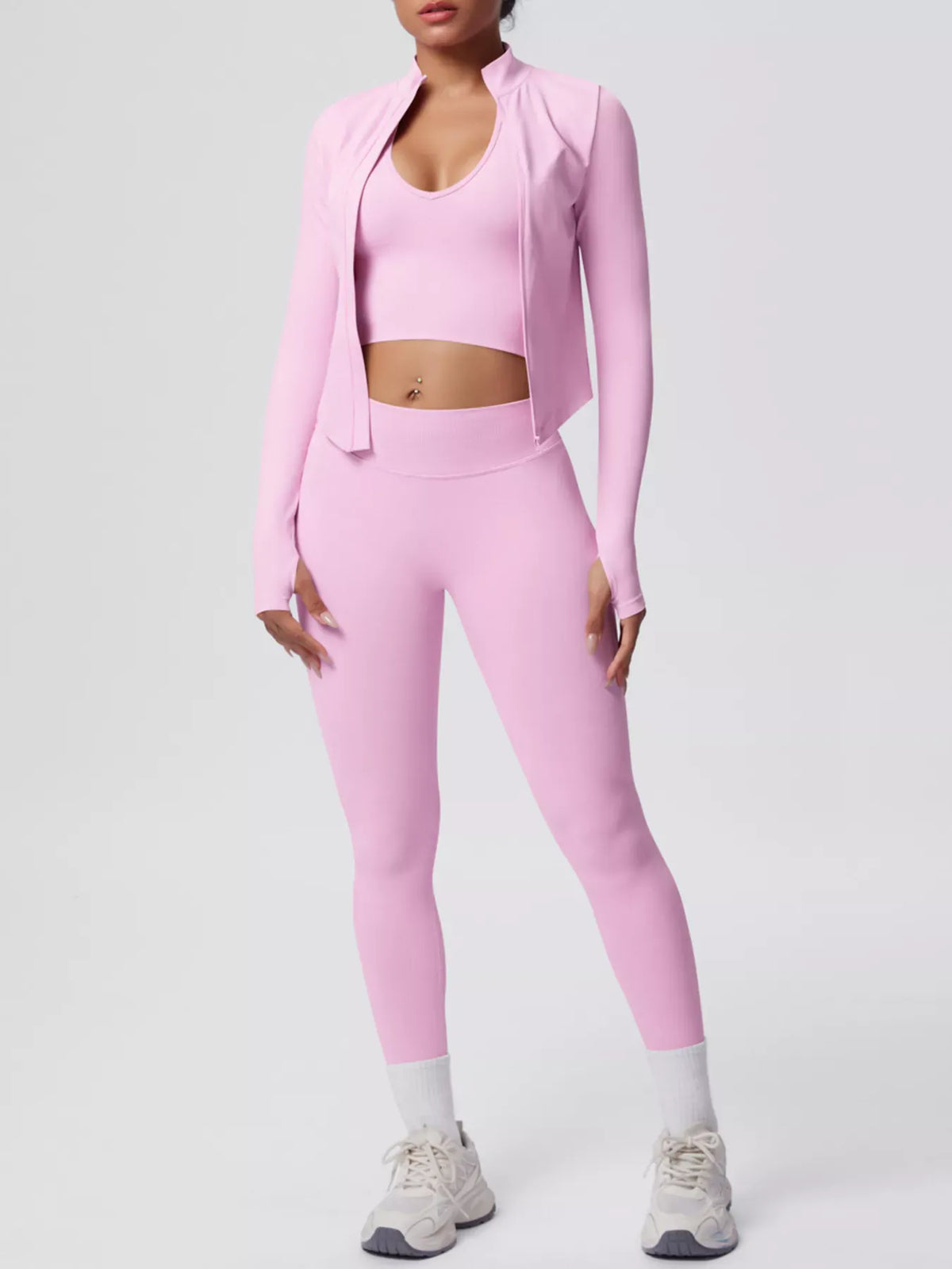 Tank, Zip-Up Jacket and Leggings Active Set The Nichole Collection - Official Site