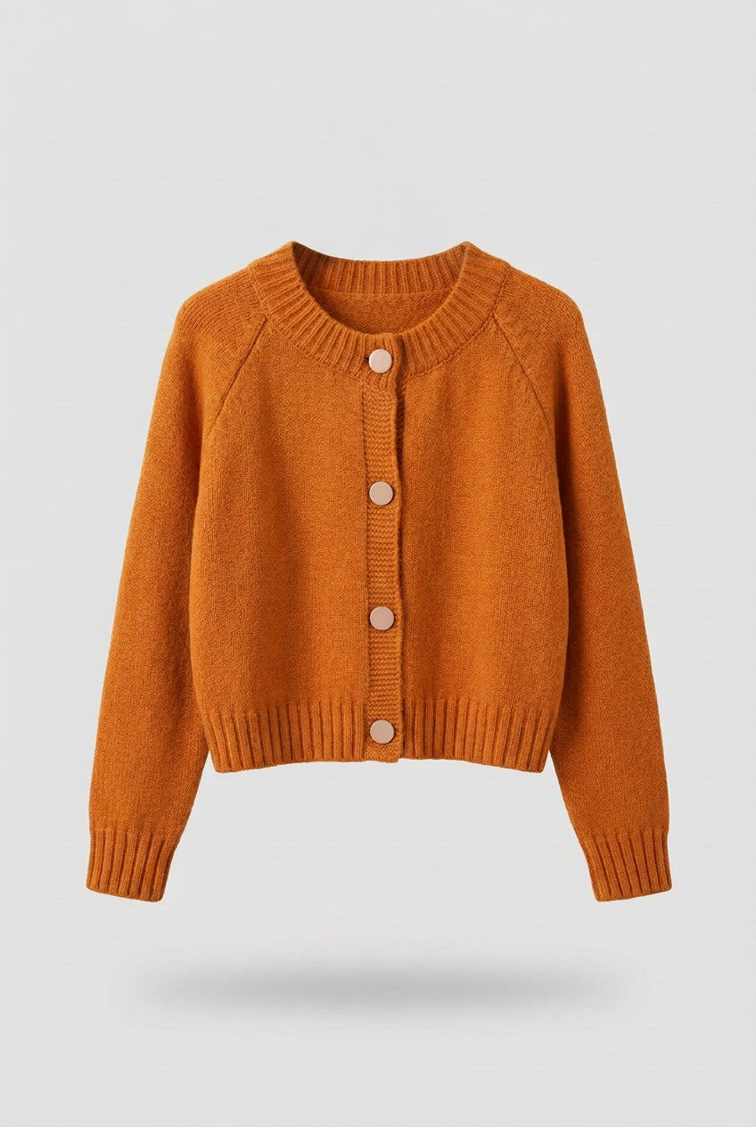 Crewneck Wool Button-Down Cardigan The Nichole Collection