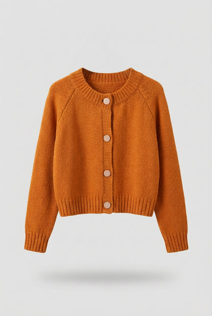 Crewneck Wool Button-Down Cardigan The Nichole Collection