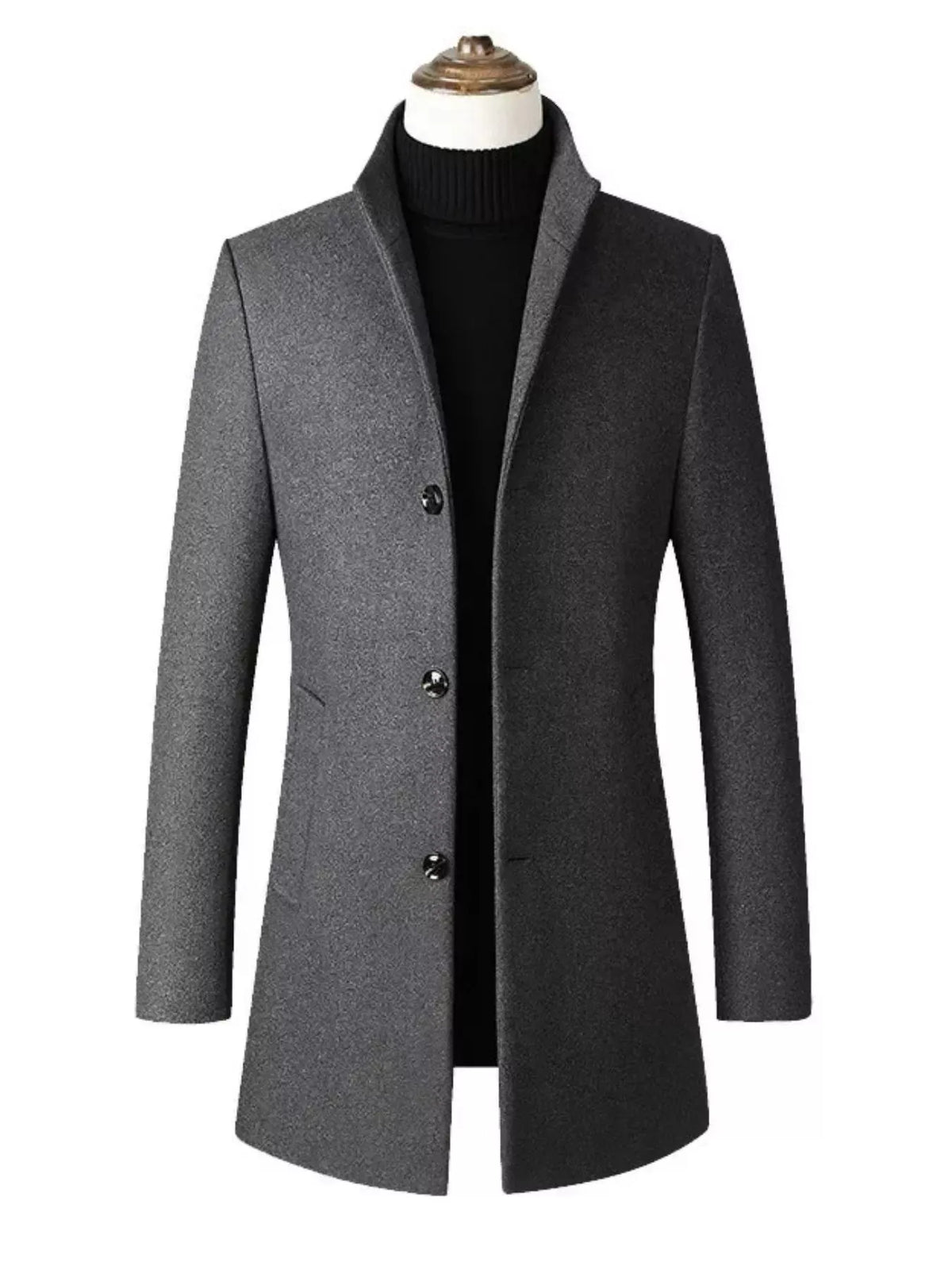 Men's Slim-Fit Stand-Collar Overcoat The Nichole Collection