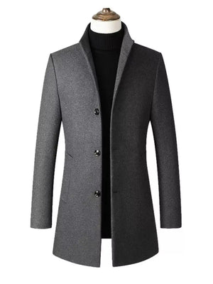 Men's Slim-Fit Stand-Collar Overcoat The Nichole Collection
