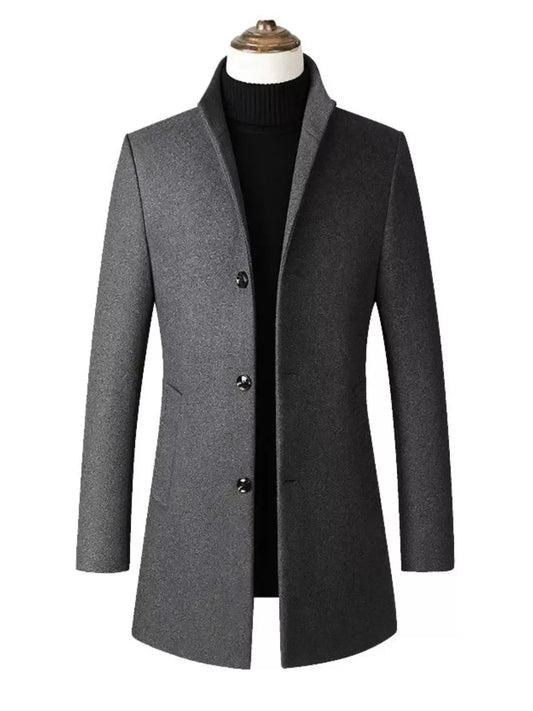 Men's Slim-Fit Stand-Collar Overcoat The Nichole Collection