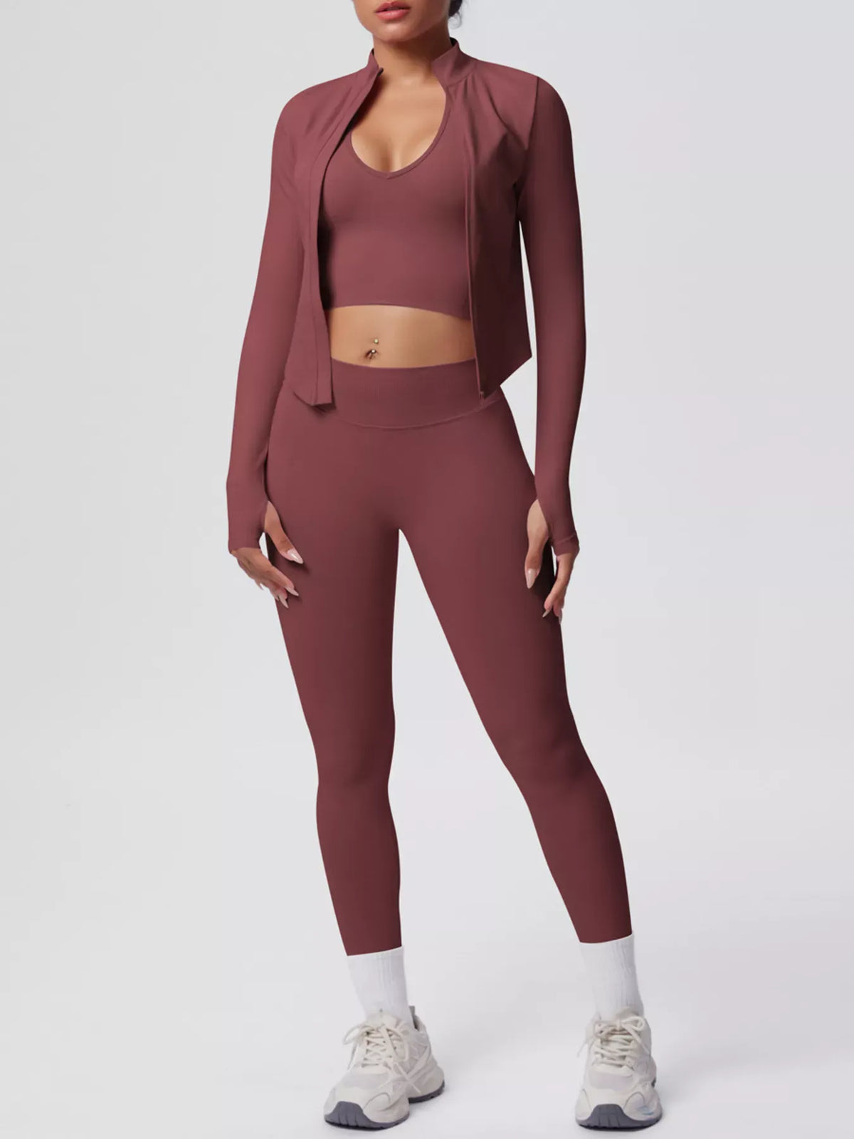 Tank, Zip-Up Jacket and Leggings Active Set The Nichole Collection - Official Site