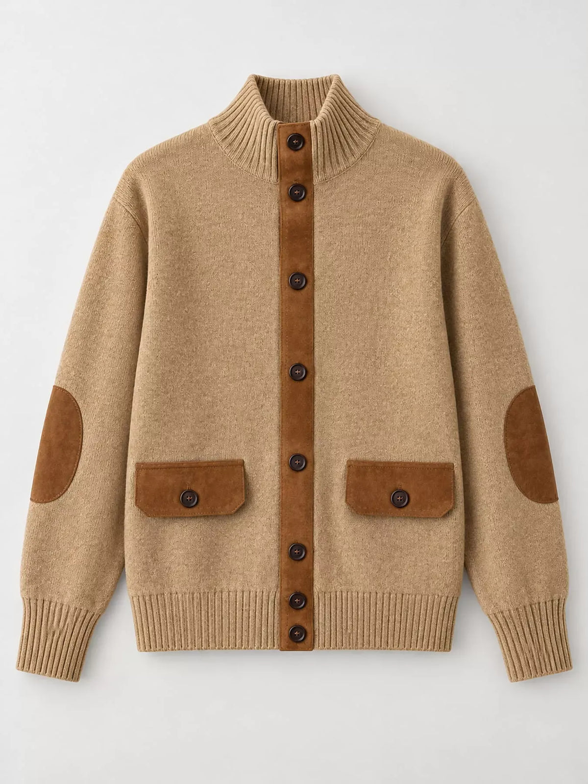 Wool Ribbed-Knit Mock-Neck Cardigan The Nichole Collection - Official Site