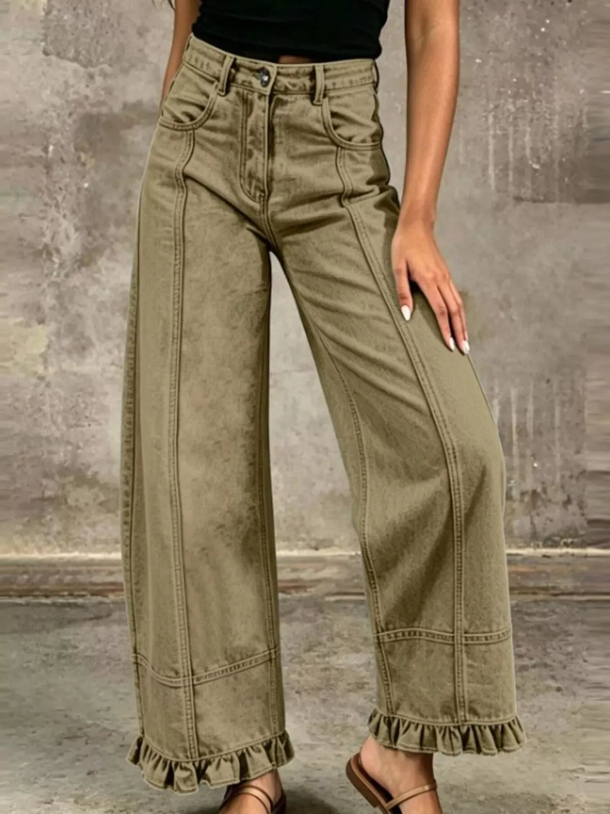 RUFFLE-HEM WIDE-LEG JEANS The Nichole Collection - Official Site