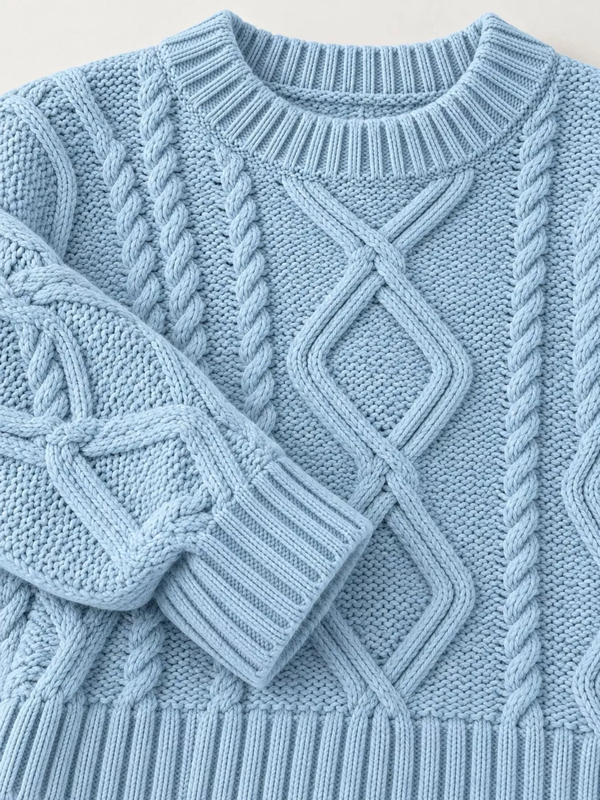 Cable-Knit Round-Neck Sweater The Nichole Collection