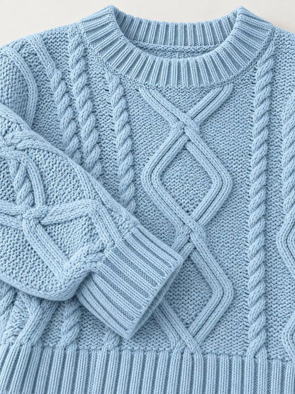 Cable-Knit Round-Neck Sweater The Nichole Collection