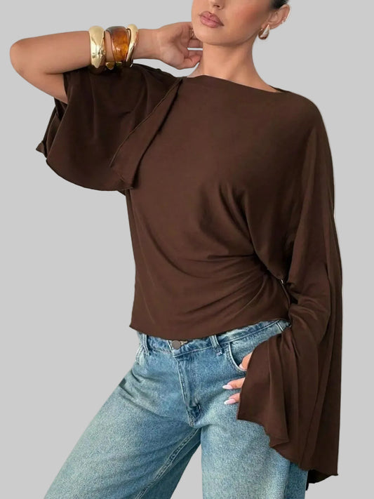 BOAT-NECK SLIT BATWING TOP The Nichole Collection - Official Site