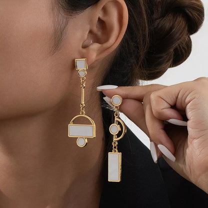 GEOMETRIC GOLD CHAIN DROP EARRINGS The Nichole Collection - Official Site