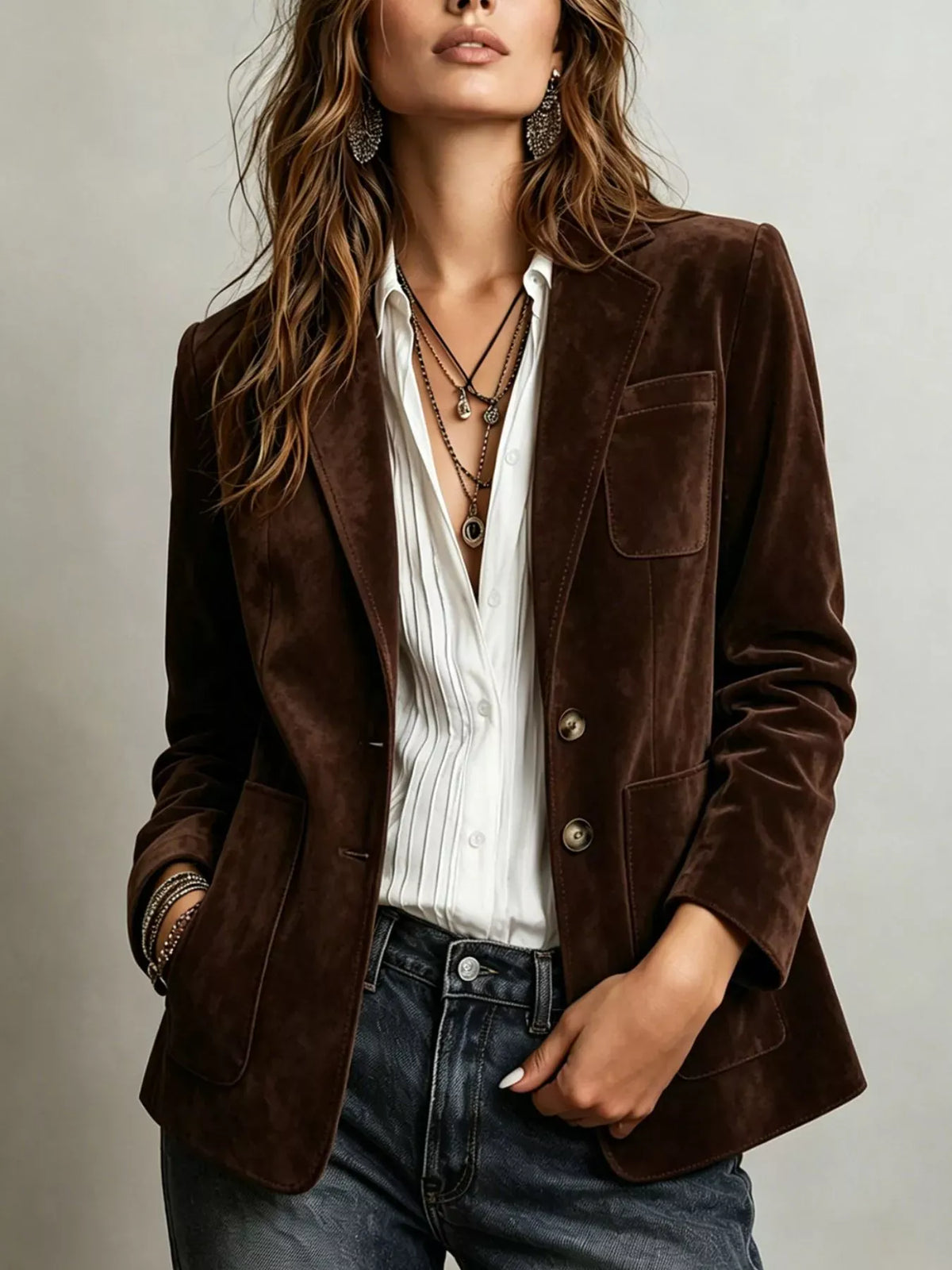 Suede-Feel Single-Breasted Blazer The Nichole Collection - Official Site