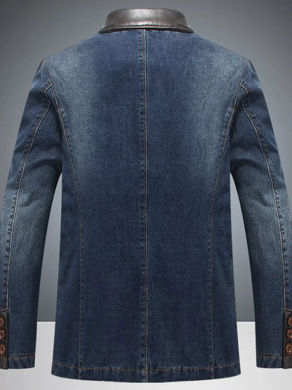 Men's Lapel-Collar Denim Blazer The Nichole Collection