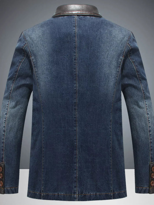 Men's Lapel-Collar Denim Blazer The Nichole Collection