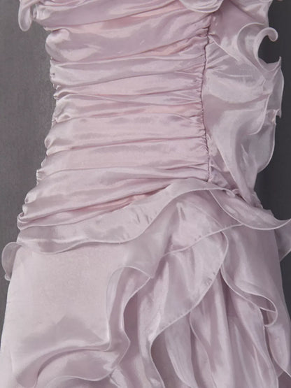 Ruffled High-Low Strapless Dress The Nichole Collection