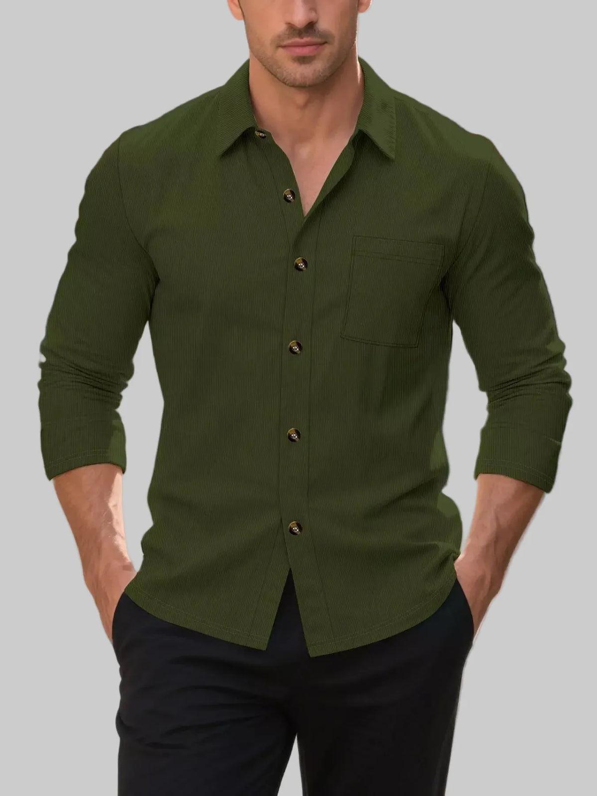Men's Casual Button-Up Long-Sleeve Shirt The Nichole Collection