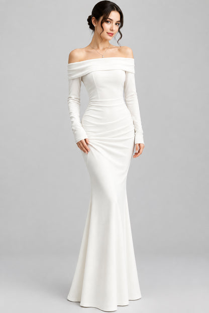 Off-Shoulder Ruched Velvet Mermaid Maxi Dress The Nichole Collection - Official Site
