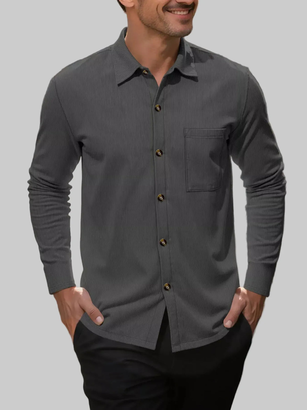 Men's Casual Button-Up Long-Sleeve Shirt The Nichole Collection