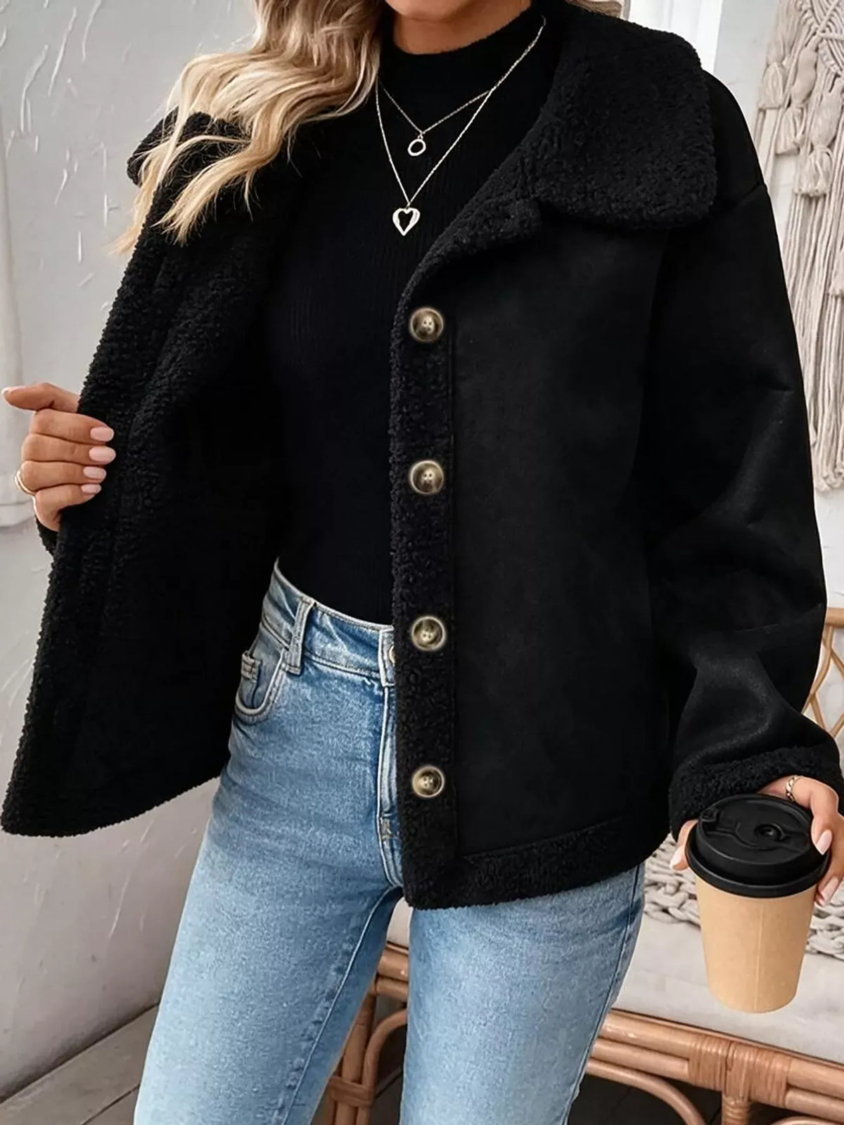 Cashmere-Blend Suede Sherpa Jacket The Nichole Collection