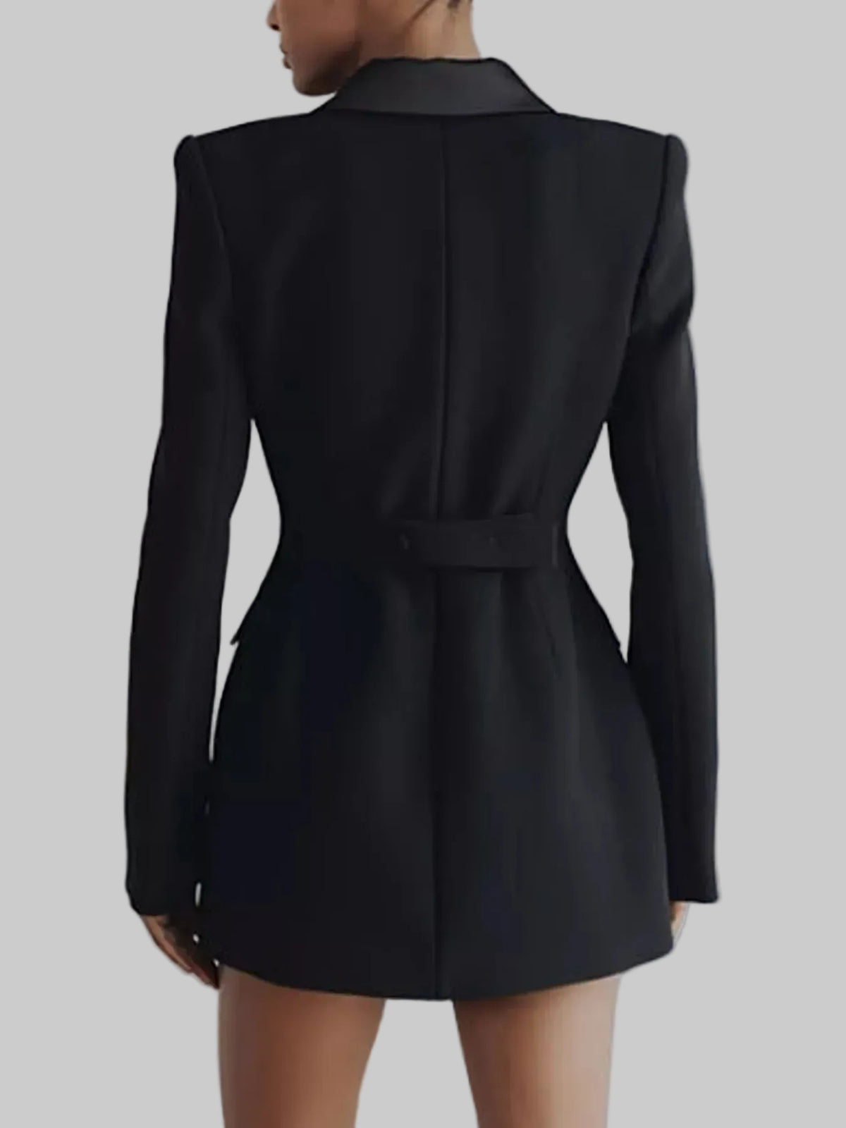 SATIN LAPEL DOUBLE-BREASTED BLAZER The Nichole Collection - Official Site