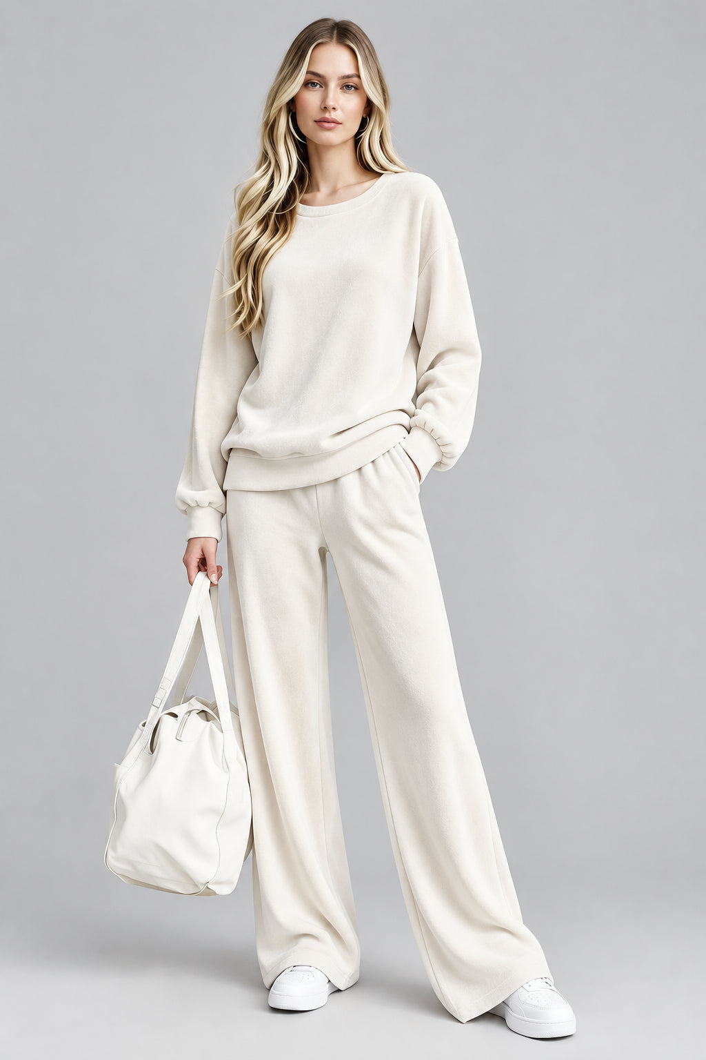 Velvet Dropped-Shoulder Top & Wide-Leg Pants Set The Nichole Collection - Official Site