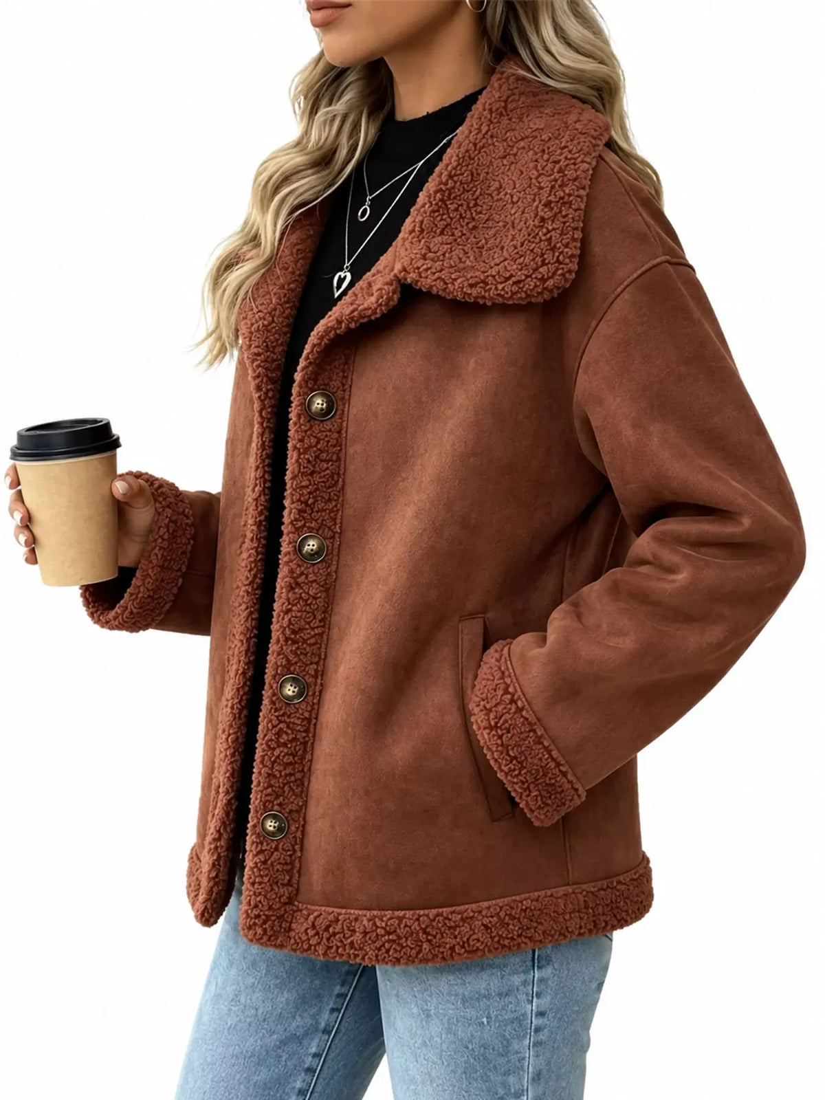 Cashmere-Blend Suede Sherpa Jacket The Nichole Collection