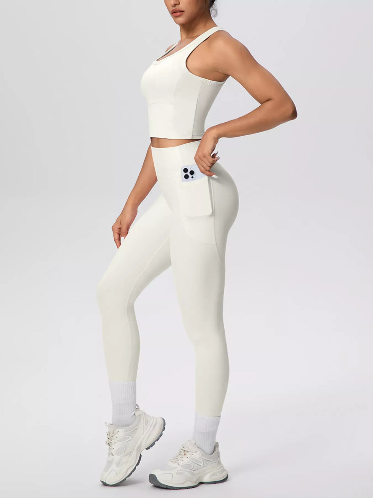 Scoop-Neck Tank and High-Waisted Leggings Active Set The Nichole Collection - Official Site