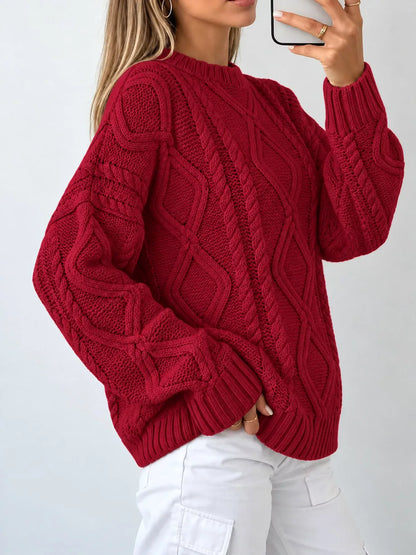 Cable-Knit Round-Neck Sweater The Nichole Collection