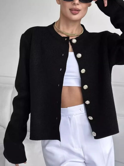 Decorative-Button Crew-Neck Knit Cardigan The Nichole Collection - Official Site