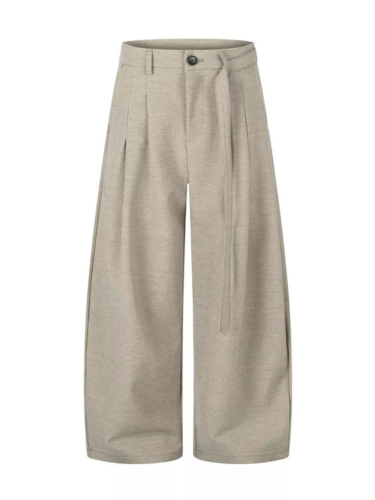 Men's Belted Wide-Leg Pleated Pants The Nichole Collection