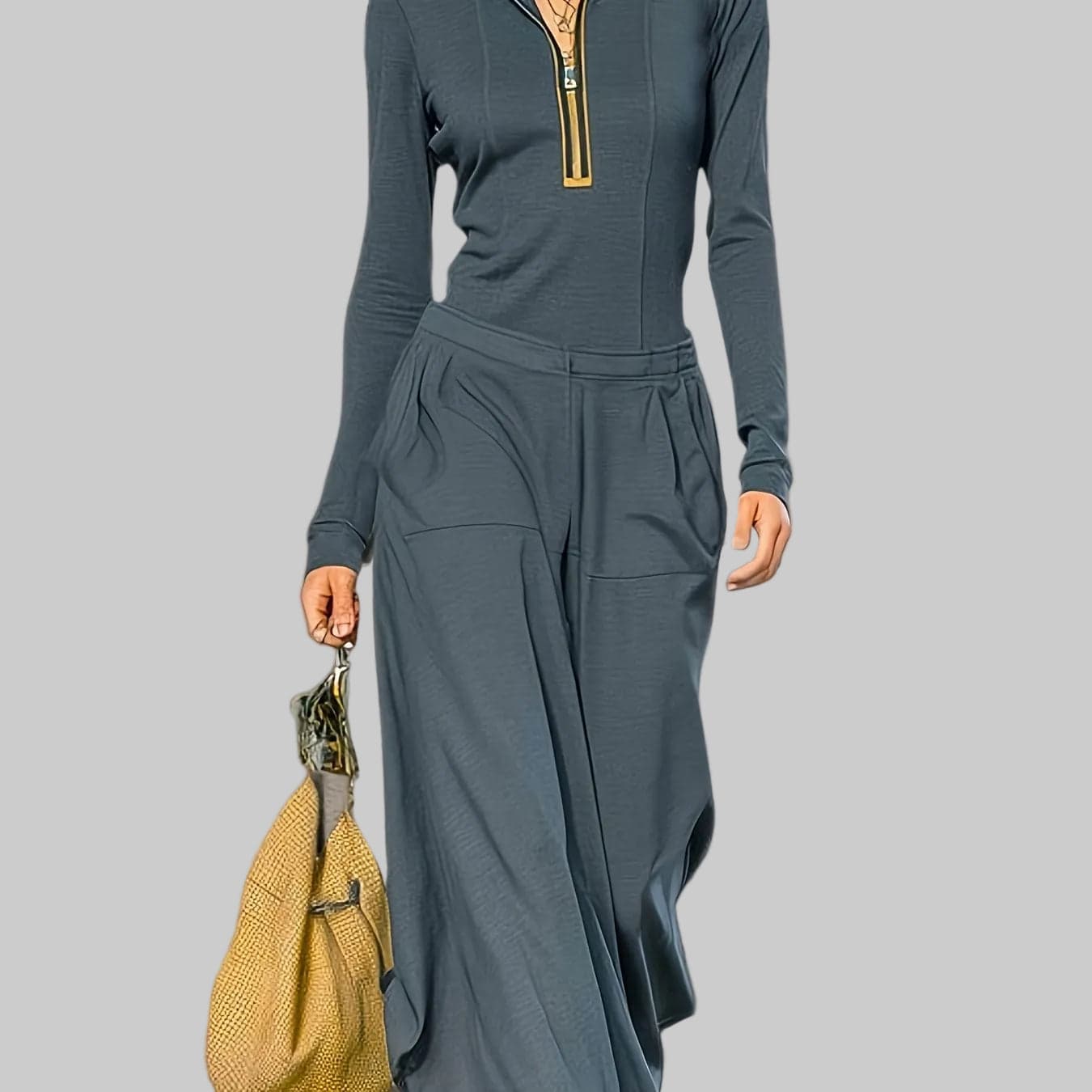 Women's Half-Zip Loungewear Set - Casual Two Piece Outfit