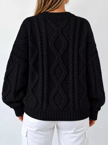 Cable-Knit Round-Neck Sweater The Nichole Collection