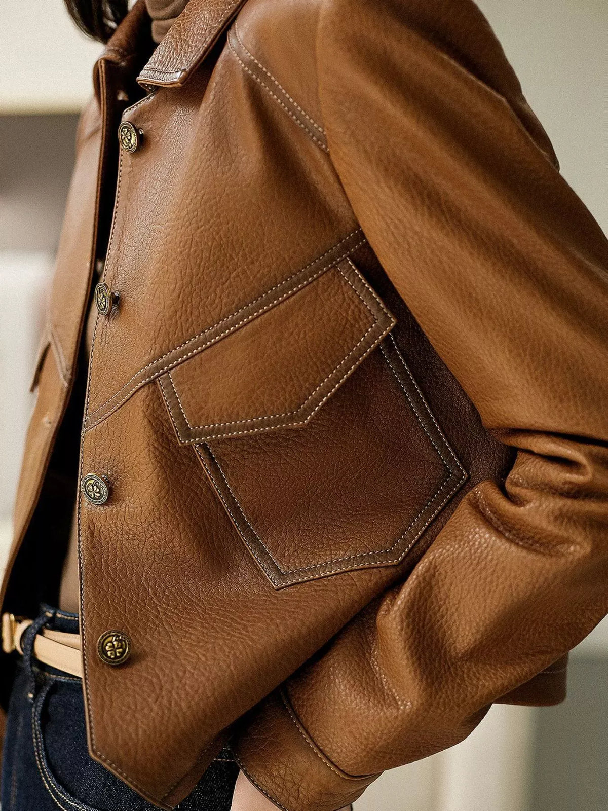 Textured Sheepskin Panel Utility Coat The Nichole Collection